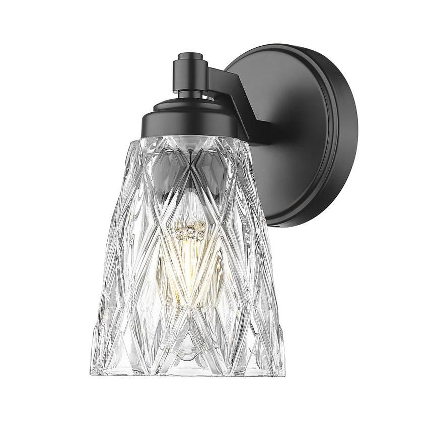 Z-Lite Andree 5" 1-Light Matte Black Steel Frame Clear Glass Shade Wall Sconce