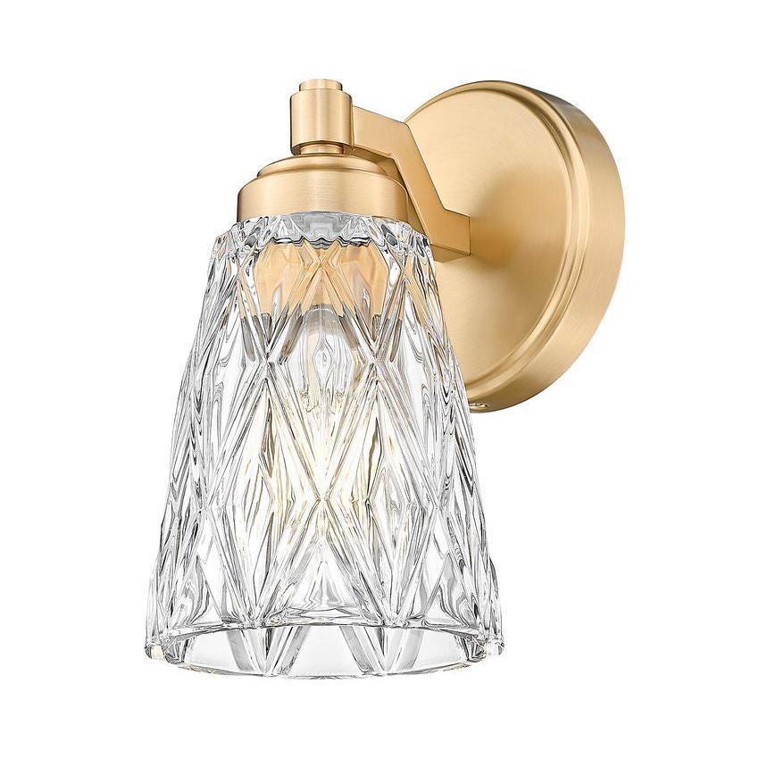 Z-Lite Andree 5" 1-Light Modern Gold Steel Frame Clear Glass Shade Wall Sconce