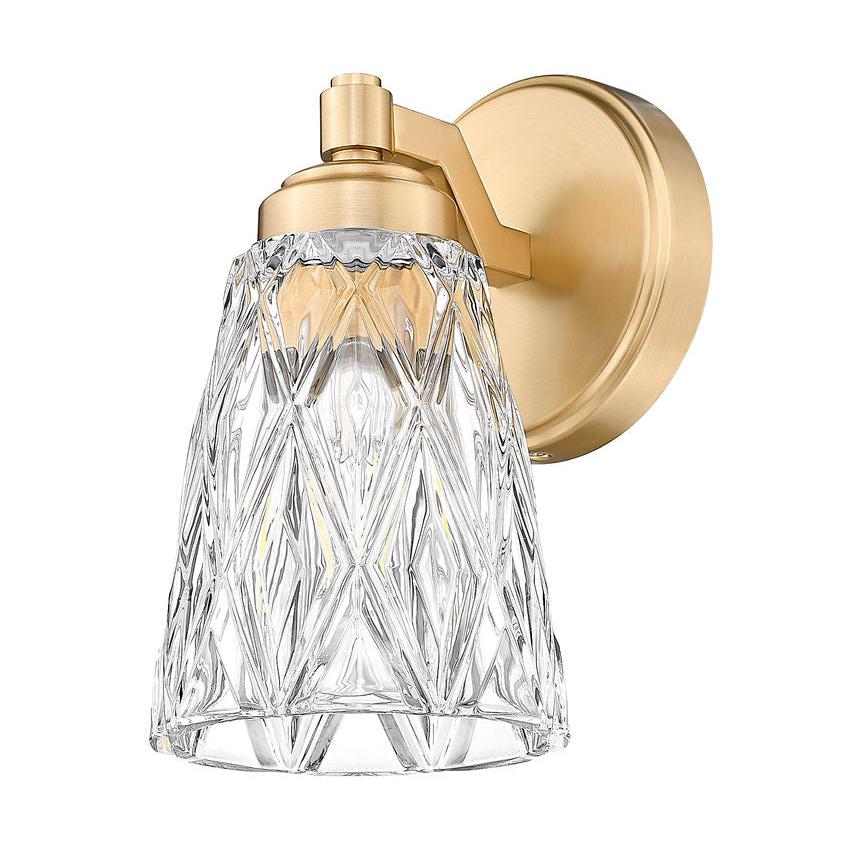 Z-Lite Andree 5" 1-Light Modern Gold Steel Frame Clear Glass Shade Wall Sconce
