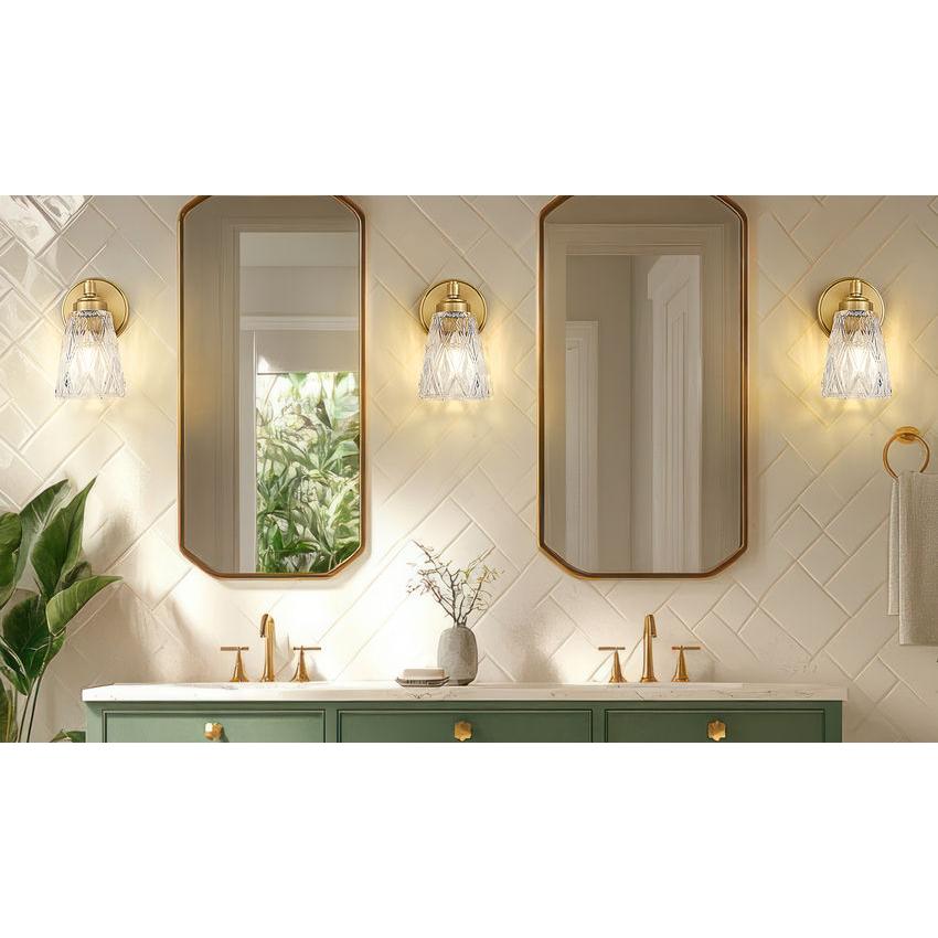 Z-Lite Andree 5" 1-Light Modern Gold Steel Frame Clear Glass Shade Wall Sconce