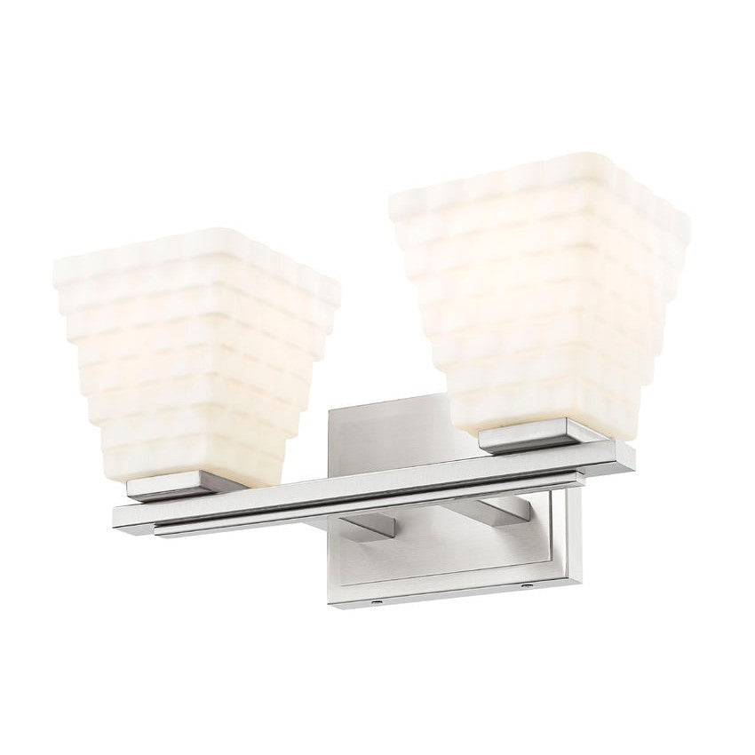 Z-Lite Annalise 14" 2-Light Brushed Nickel Matte Opal Glass Shade Vanity Light