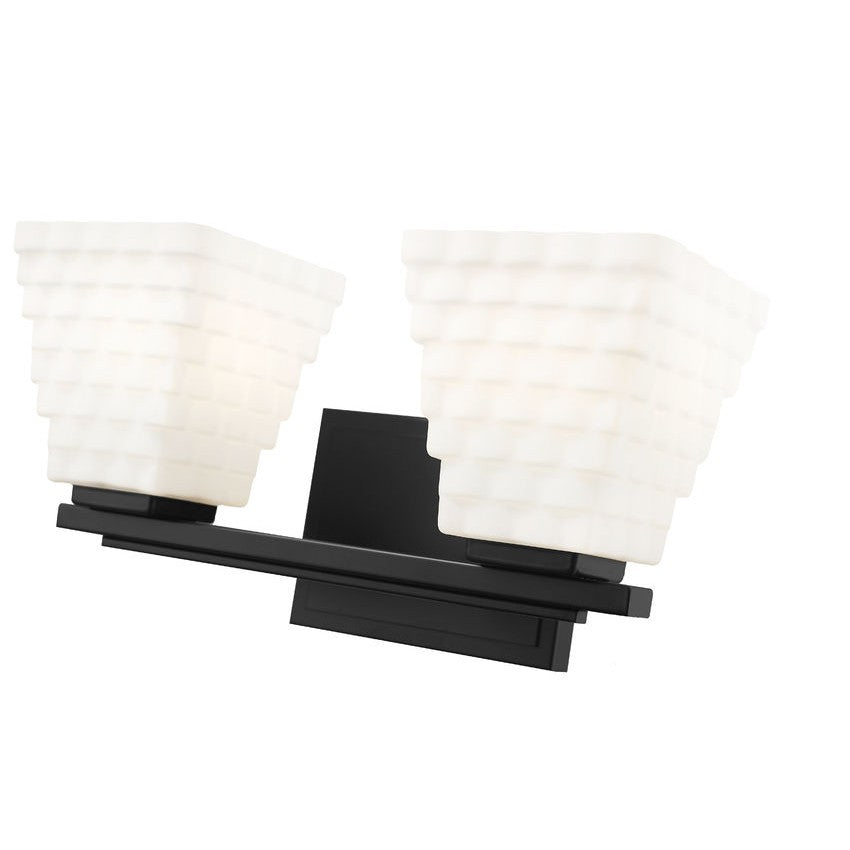 Z-Lite Annalise 14" 2-Light Matte Black Matte Opal Glass Shade Vanity Light