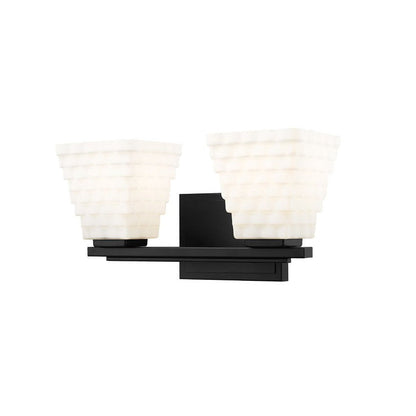 Z-Lite Annalise 14" 2-Light Matte Black Matte Opal Glass Shade Vanity Light