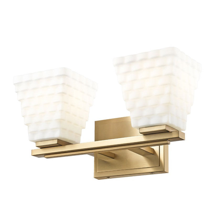 Z-Lite Annalise 14" 2-Light Modern Gold Matte Opal Glass Shade Vanity Light