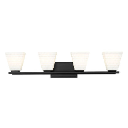 Z-Lite Annalise 32" 4-Light Matte Black Matte Opal Glass Shade Vanity Light