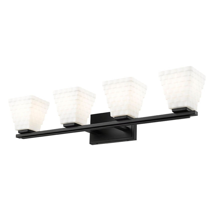 Z-Lite Annalise 32" 4-Light Matte Black Matte Opal Glass Shade Vanity Light