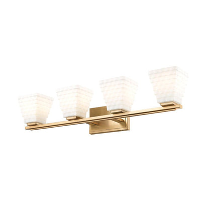 Z-Lite Annalise 32" 4-Light Modern Gold Matte Opal Glass Shade Vanity Light