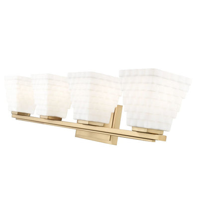 Z-Lite Annalise 32" 4-Light Modern Gold Matte Opal Glass Shade Vanity Light