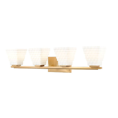 Z-Lite Annalise 32" 4-Light Modern Gold Matte Opal Glass Shade Vanity Light