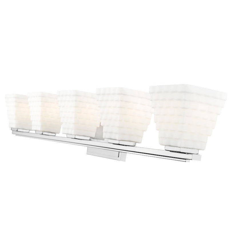 Z-Lite Annalise 42" 5-Light Chrome Matte Opal Glass Shade Vanity Light