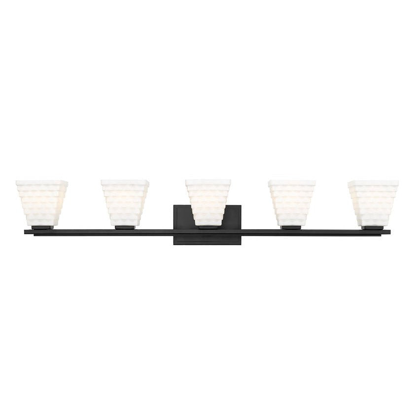 Z-Lite Annalise 42" 5-Light Matte Black Matte Opal Glass Shade Vanity Light