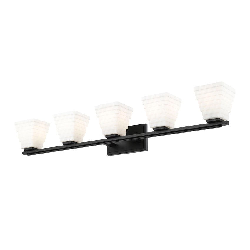 Z-Lite Annalise 42" 5-Light Matte Black Matte Opal Glass Shade Vanity Light