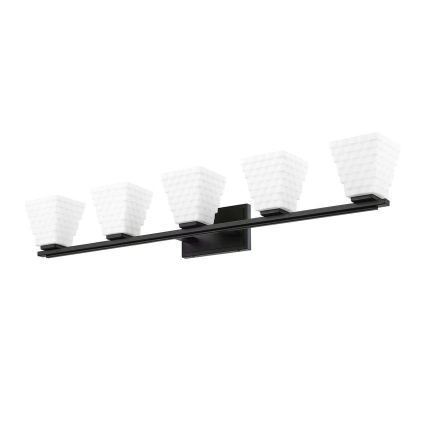 Z-Lite Annalise 42" 5-Light Matte Black Matte Opal Glass Shade Vanity Light