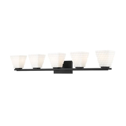 Z-Lite Annalise 42" 5-Light Matte Black Matte Opal Glass Shade Vanity Light