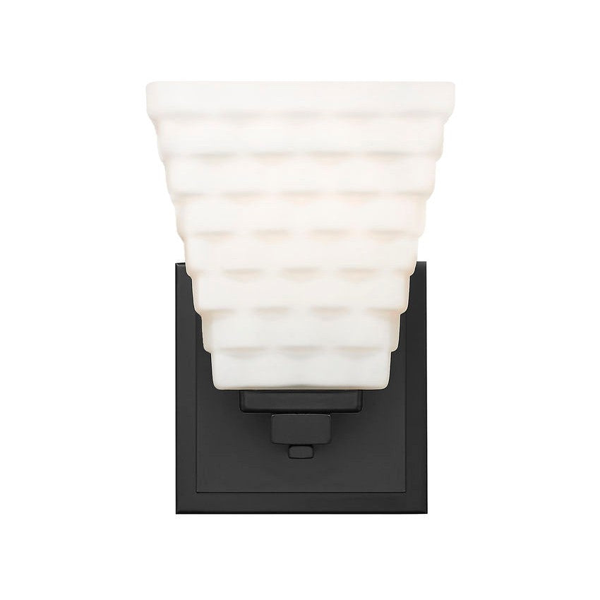 Z-Lite Annalise 7" 1-Light Matte Black Matte Opal Glass Shade Wall Sconce