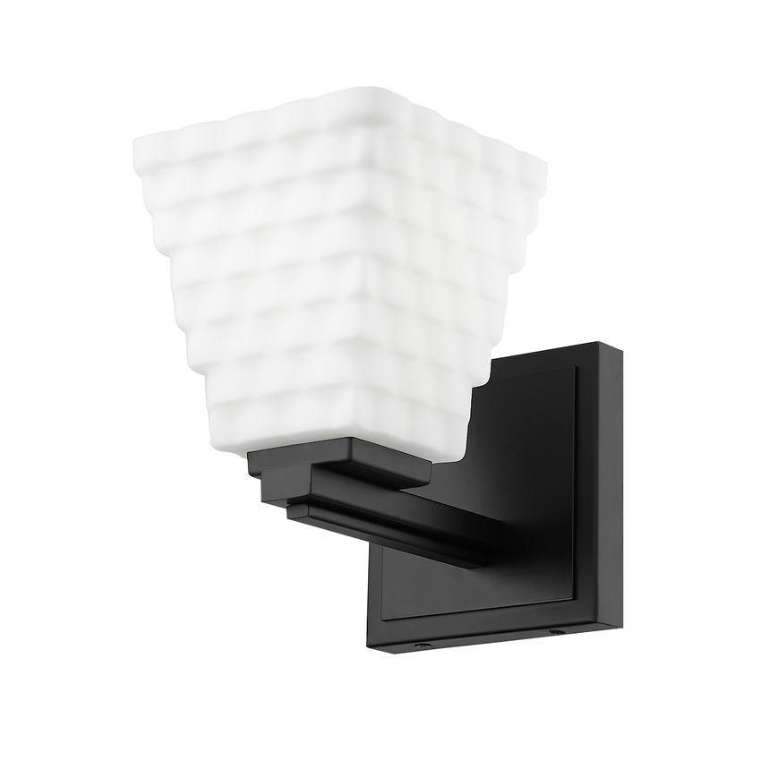 Z-Lite Annalise 7" 1-Light Matte Black Matte Opal Glass Shade Wall Sconce