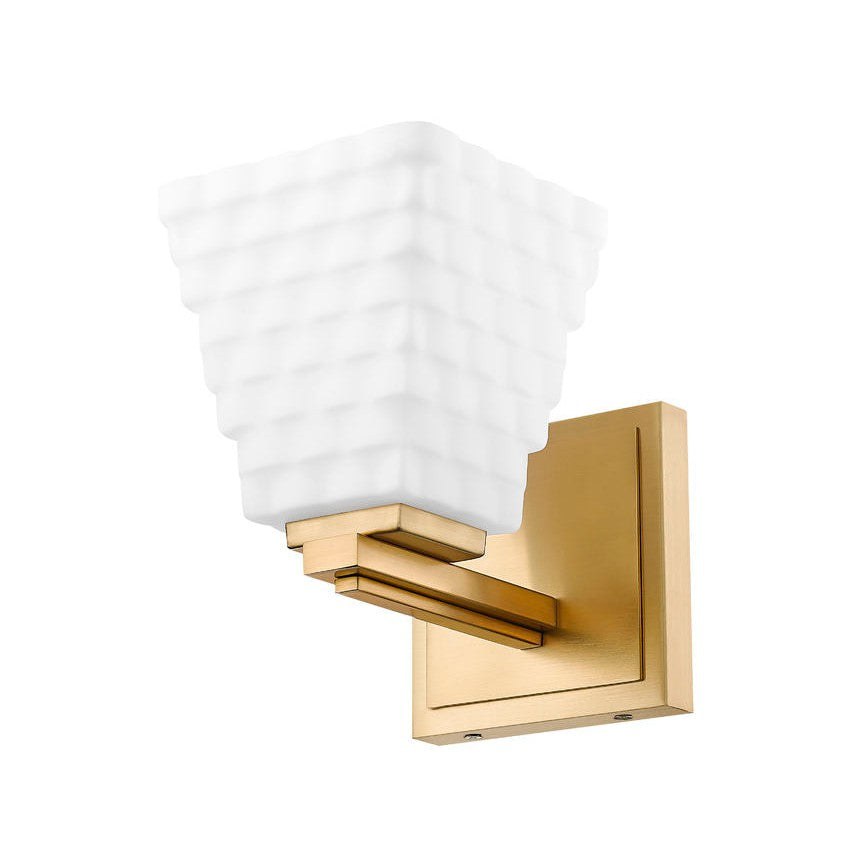 Z-Lite Annalise 7" 1-Light Modern Gold Matte Opal Glass Shade Wall Sconce