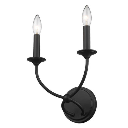 Z-Lite Arabella 2-Light Candelabra Matte Black Steel Frame Wall Sconce
