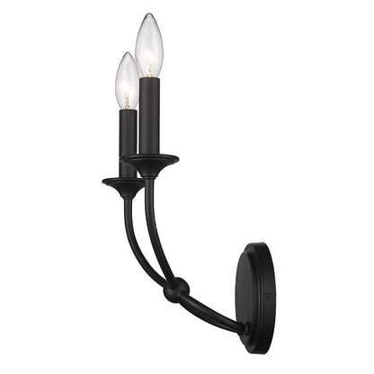 Z-Lite Arabella 2-Light Candelabra Matte Black Steel Frame Wall Sconce
