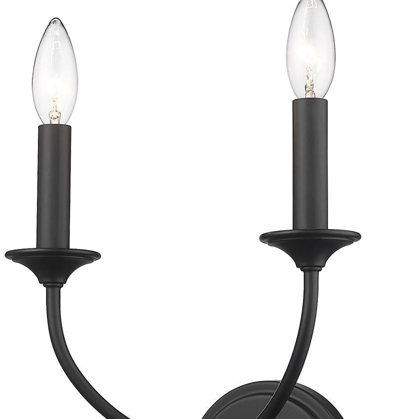 Z-Lite Arabella 2-Light Candelabra Matte Black Steel Frame Wall Sconce
