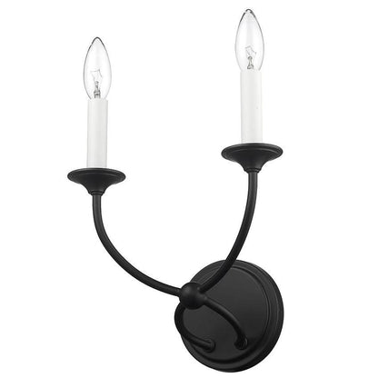 Z-Lite Arabella 2-Light Candelabra Matte Black Steel Frame Wall Sconce