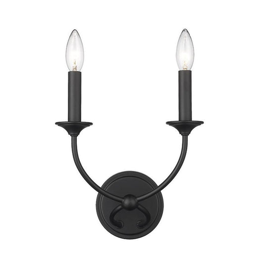 Z-Lite Arabella 2-Light Candelabra Matte Black Steel Frame Wall Sconce