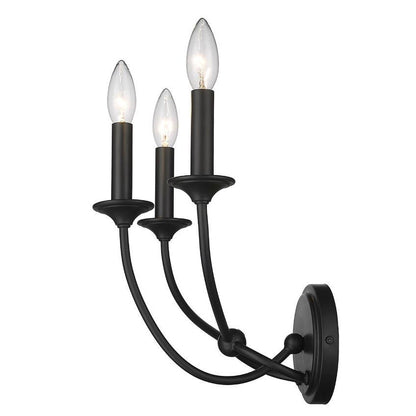 Z-Lite Arabella 3-Light Candelabra Matte Black Steel Frame Wall Sconce