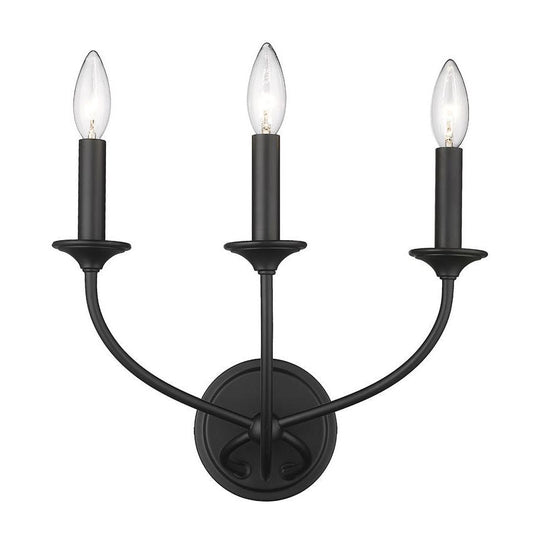Z-Lite Arabella 3-Light Candelabra Matte Black Steel Frame Wall Sconce