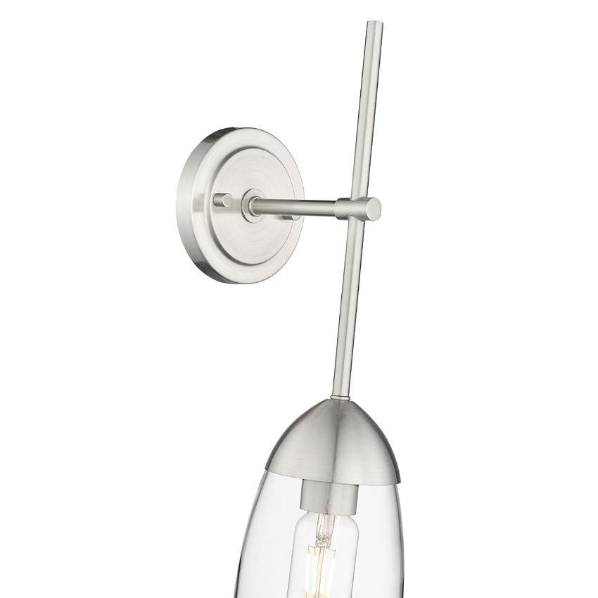 Z-Lite Arden 1-Light Brushed Nickel Iron Frame Clear Glass Shade Wall Sconce