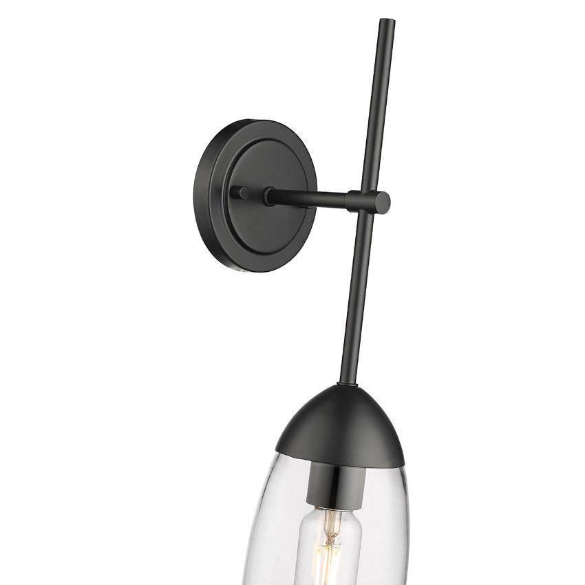 Z-Lite Arden 1-Light Matte Black Iron Frame Clear Glass Shade Wall Sconce