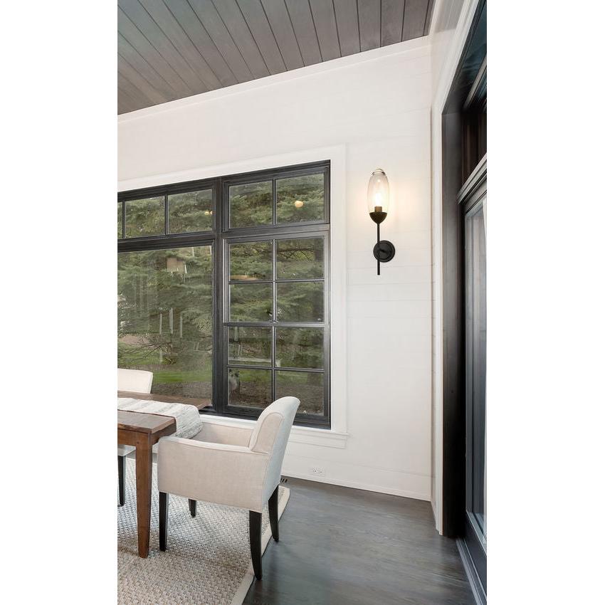 Z-Lite Arden 1-Light Matte Black Iron Frame Clear Glass Shade Wall Sconce