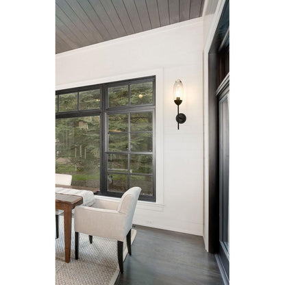 Z-Lite Arden 1-Light Matte Black Iron Frame Clear Glass Shade Wall Sconce