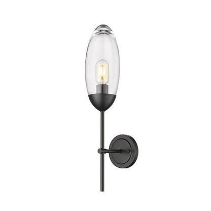Z-Lite Arden 1-Light Matte Black Iron Frame Clear Glass Shade Wall Sconce