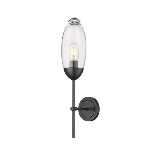 Z-Lite Arden 1-Light Matte Black Iron Frame Clear Glass Shade Wall Sconce