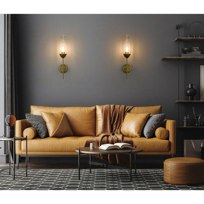 Z-Lite Arden 1-Light Rubbed Brass Iron Frame Clear Glass Shade Wall Sconce