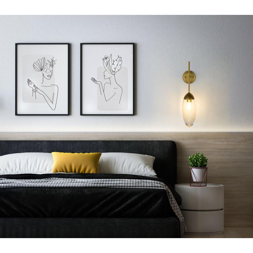 Z-Lite Arden 1-Light Rubbed Brass Iron Frame Clear Glass Shade Wall Sconce