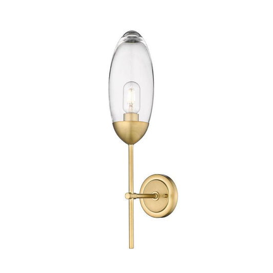 Z-Lite Arden 1-Light Rubbed Brass Iron Frame Clear Glass Shade Wall Sconce