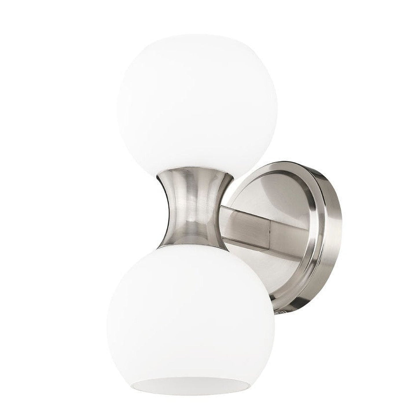 Z-Lite Artemis 5" 2-Light Brushed Nickel and Matte Opal Glass Shade Wall Sconce