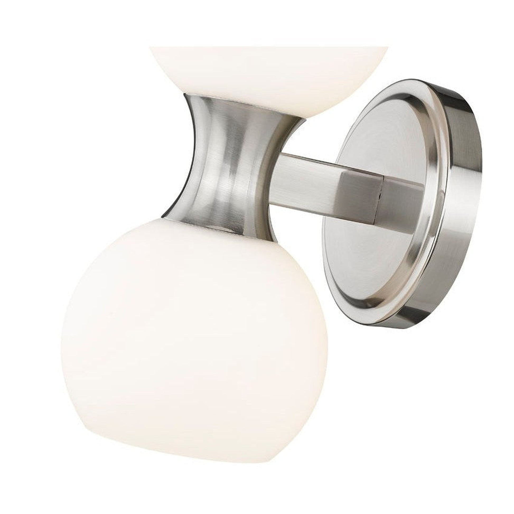 Z-Lite Artemis 5" 2-Light Brushed Nickel and Matte Opal Glass Shade Wall Sconce
