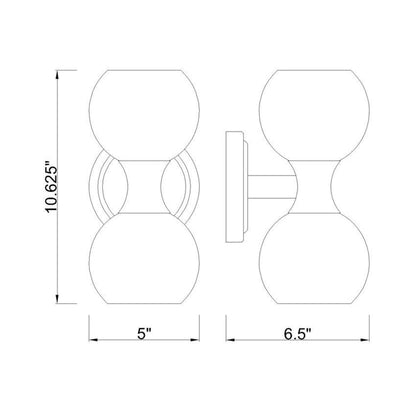 Z-Lite Artemis 5" 2-Light Matte Black and Matte Opal Glass Shade Wall Sconce