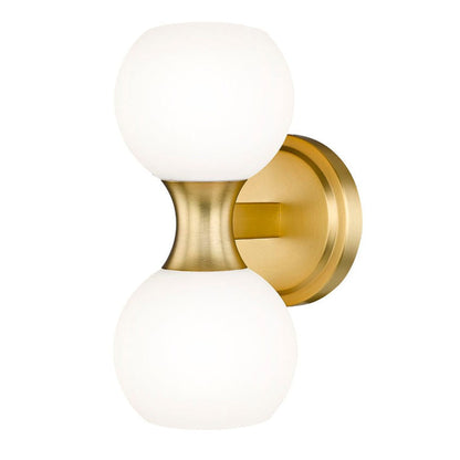 Z-Lite Artemis 5" 2-Light Modern Gold and Matte Opal Glass Shade Wall Sconce