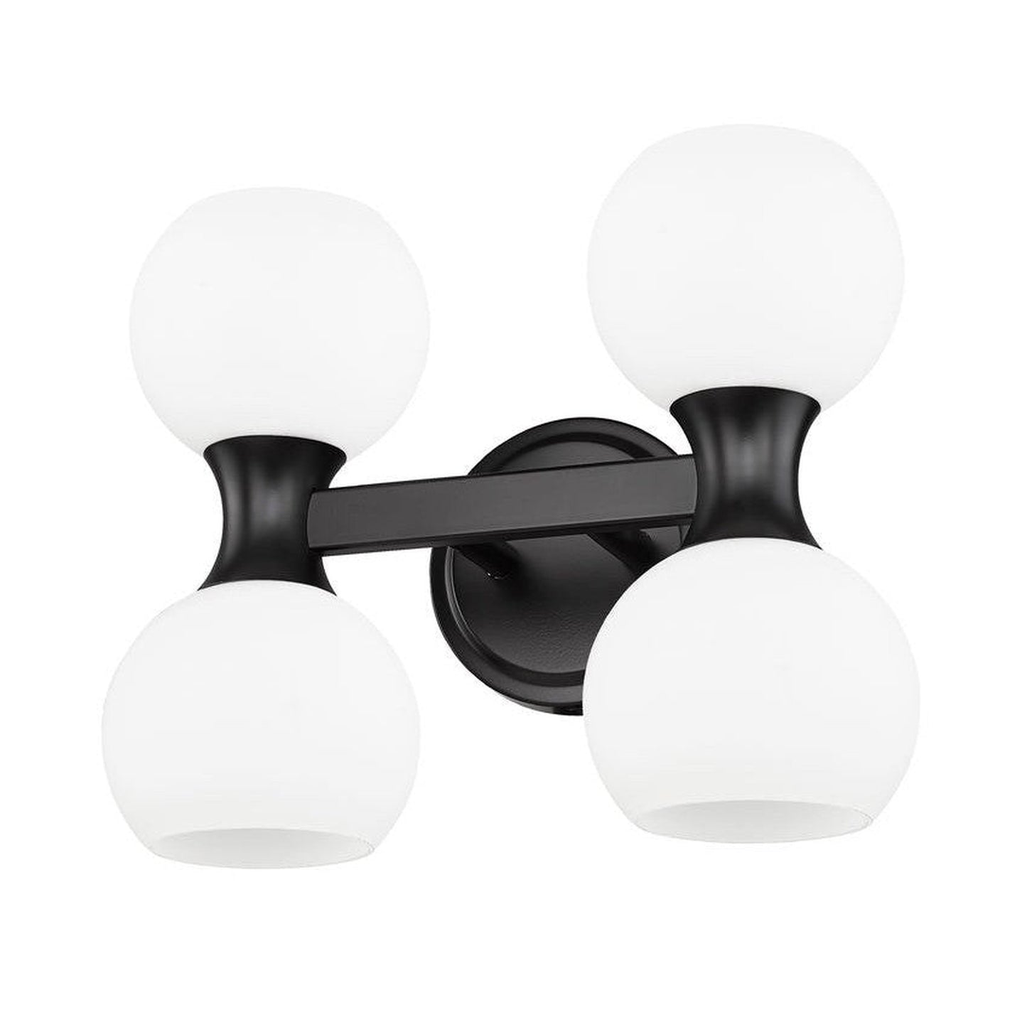Z-Lite Artemis 5" 4-Light Matte Black and Chrome Glass Shade Vanity Light