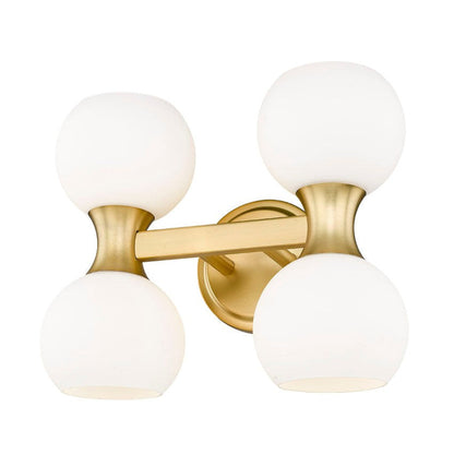 Z-Lite Artemis 5" 4-Light Modern Gold and Matte Opal Glass Shade Vanity Light