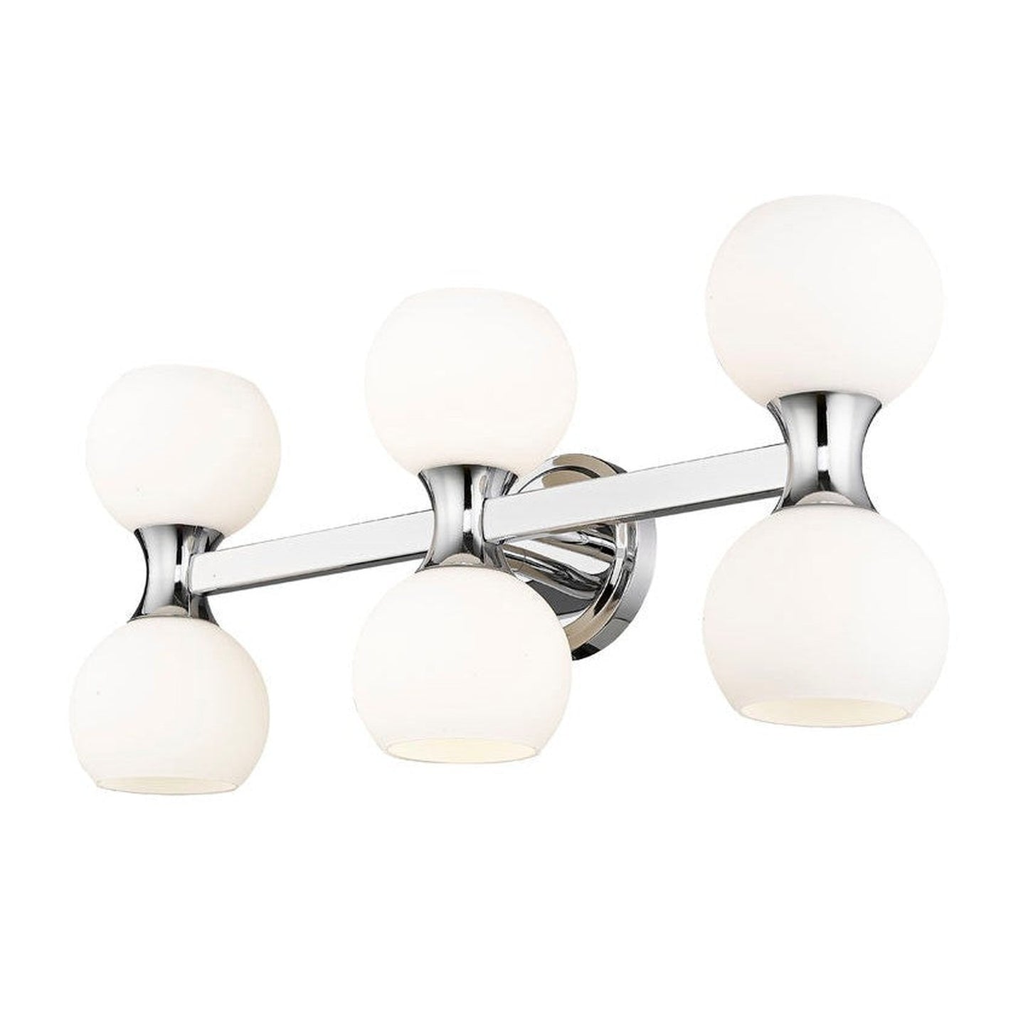 Z-Lite Artemis 5" 6-Light Chrome and Matte Opal Glass Shade Vanity Light