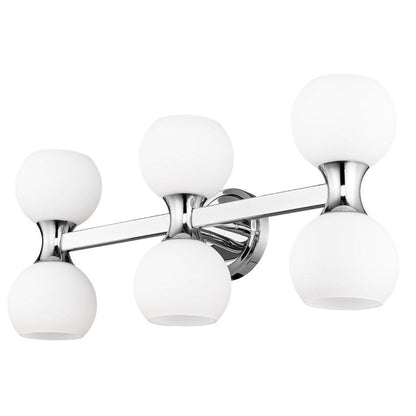 Z-Lite Artemis 5" 6-Light Chrome and Matte Opal Glass Shade Vanity Light