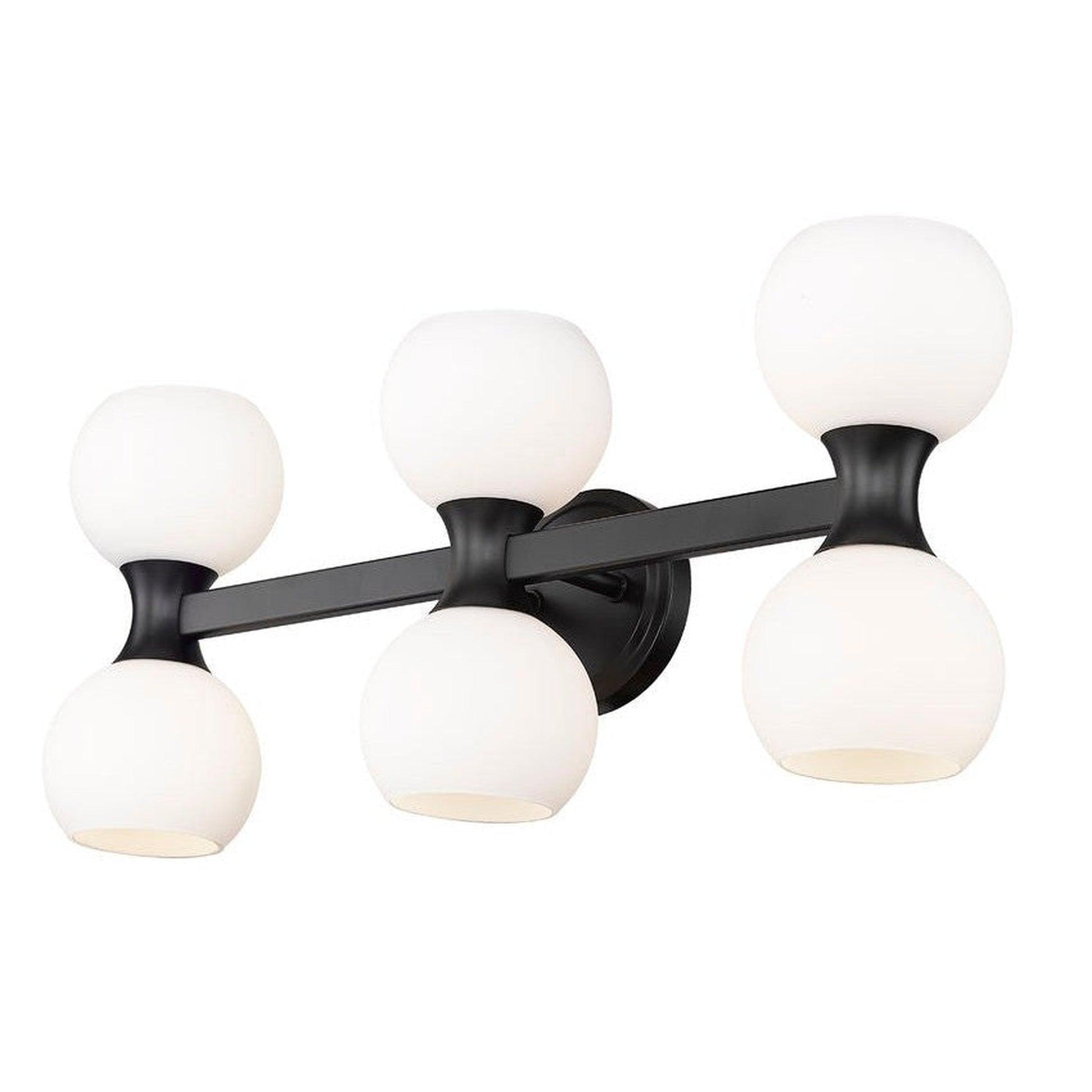 Z-Lite Artemis 5" 6-Light Matte Black and Matte Opal Glass Shade Vanity Light