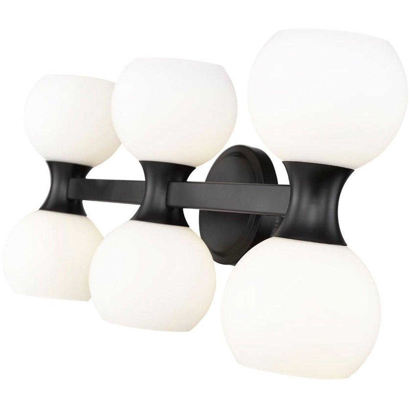 Z-Lite Artemis 5" 6-Light Matte Black and Matte Opal Glass Shade Vanity Light