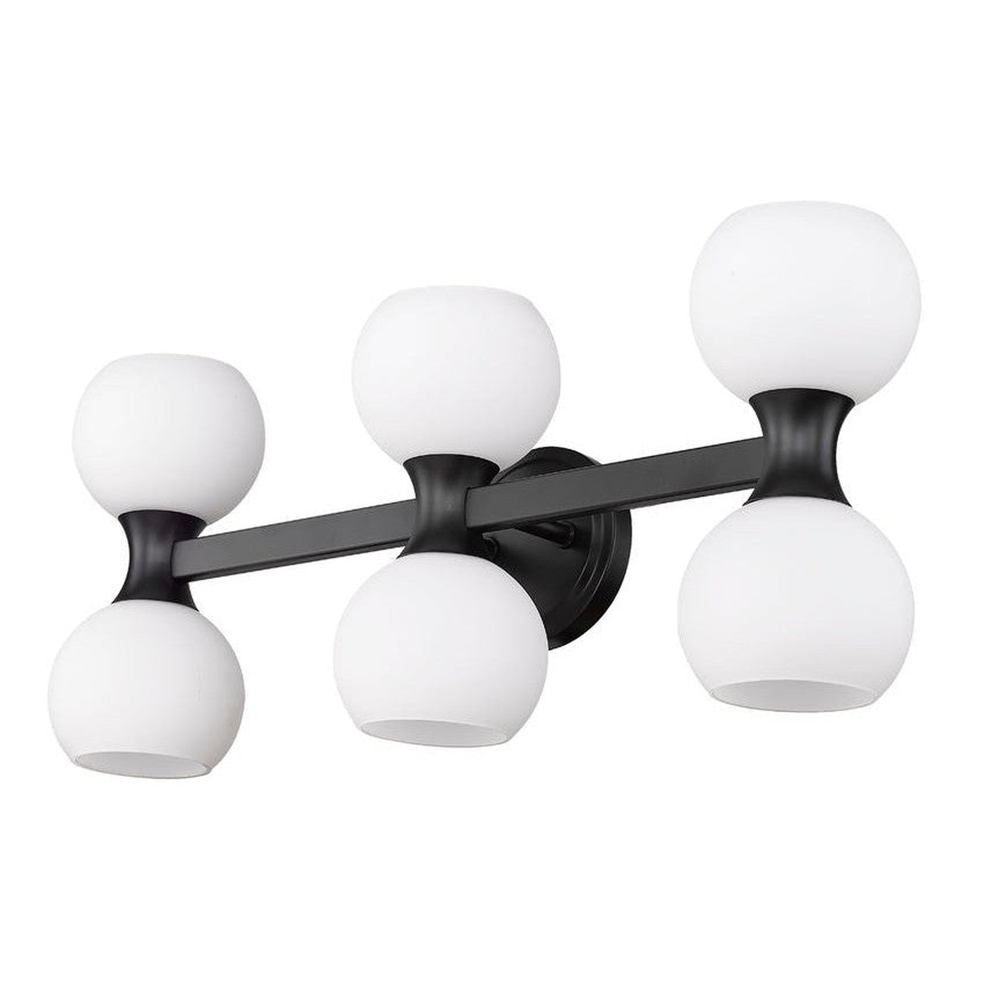 Z-Lite Artemis 5" 6-Light Matte Black and Matte Opal Glass Shade Vanity Light