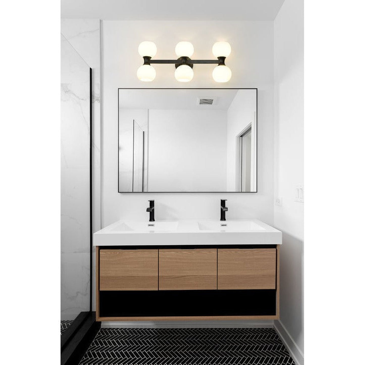 Z-Lite Artemis 5" 6-Light Matte Black and Matte Opal Glass Shade Vanity Light