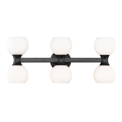 Z-Lite Artemis 5" 6-Light Matte Black and Matte Opal Glass Shade Vanity Light